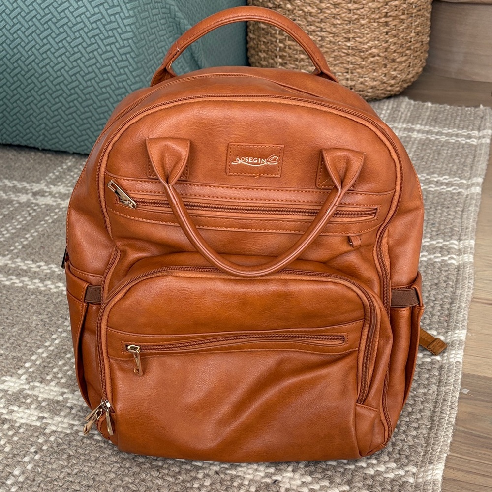 Brown Baby Backpack - Faux Leather